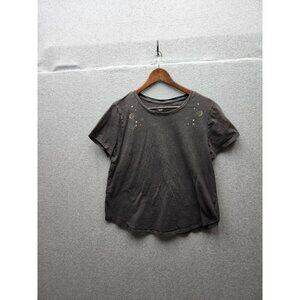 Old Navy Women’s Moon and Stars print Gray Short Sleeve T-Shirt Size L 100% Cott